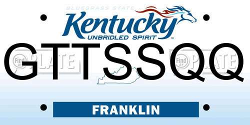 GTTSSQQ Kentucky License Plate