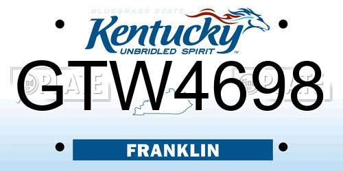 GTW4698 Kentucky License Plate