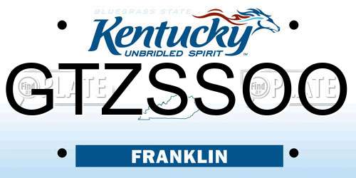 GTZSSOO Kentucky License Plate