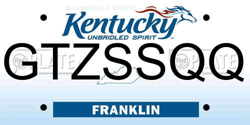 GTZSSQQ Kentucky License Plate