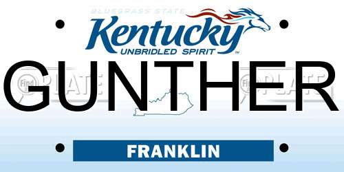 GUNTHER Kentucky License Plate