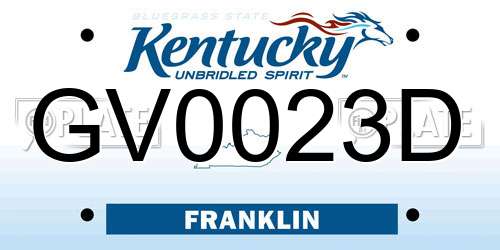 GV0023D Kentucky License Plate