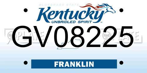 GV08225 Kentucky License Plate
