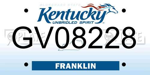 GV08228 Kentucky License Plate
