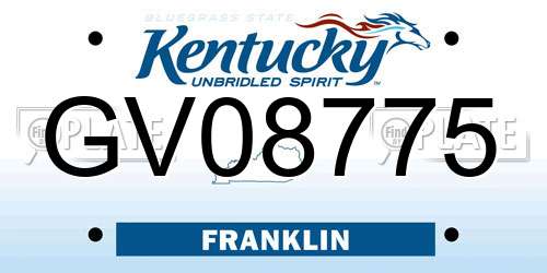 GV08775 Kentucky License Plate