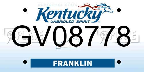 GV08778 Kentucky License Plate