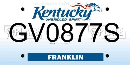 GV0877S Kentucky License Plate
