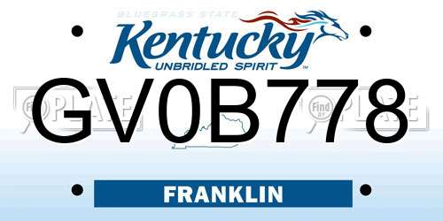 GV0B778 Kentucky License Plate