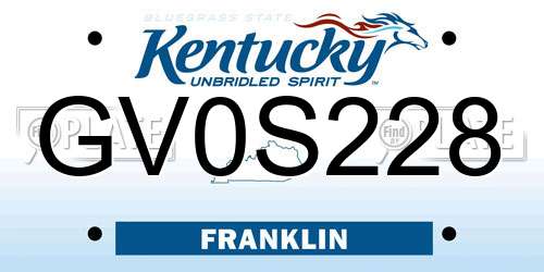 GV0S228 Kentucky License Plate