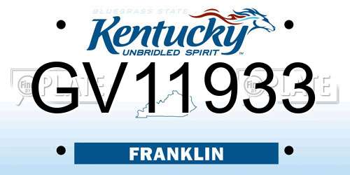GV11933 Kentucky License Plate