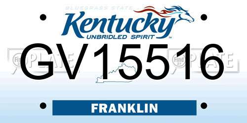 GV15516 Kentucky License Plate
