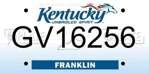 GV16256 Kentucky License Plate