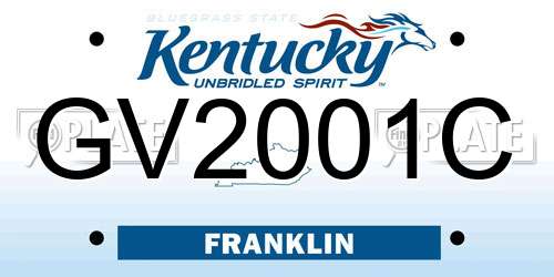 GV2001C Kentucky License Plate