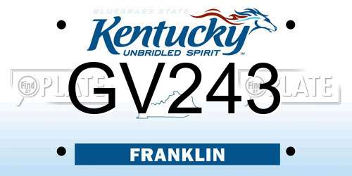 GV243 Kentucky License Plate