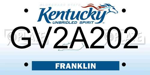 GV2A202 Kentucky License Plate