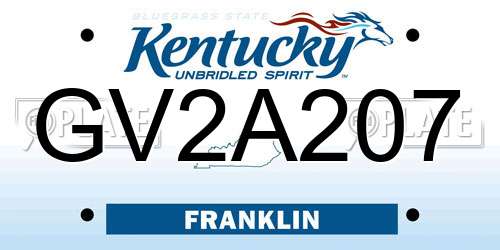 GV2A207 Kentucky License Plate