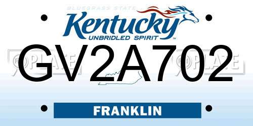 GV2A702 Kentucky License Plate