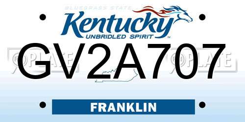 GV2A707 Kentucky License Plate