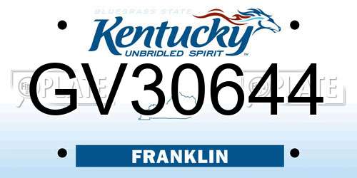 GV30644 Kentucky License Plate