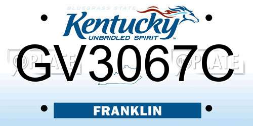 GV3067C Kentucky License Plate
