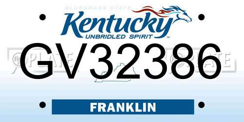GV32386 Kentucky License Plate