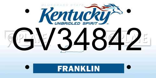 GV34842 Kentucky License Plate