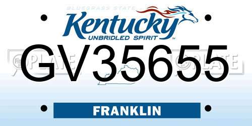 GV35655 Kentucky License Plate