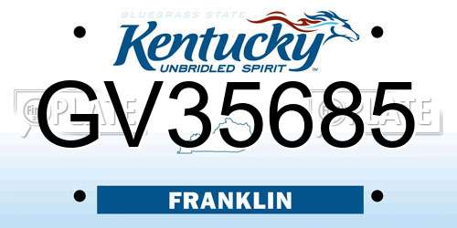 GV35685 Kentucky License Plate