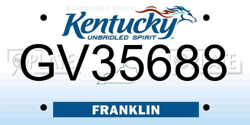 GV35688 Kentucky License Plate