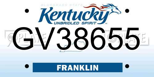 GV38655 Kentucky License Plate