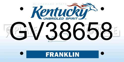 GV38658 Kentucky License Plate