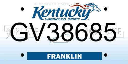GV38685 Kentucky License Plate