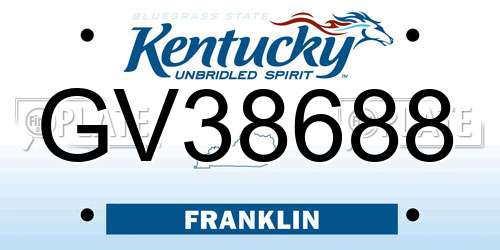GV38688 Kentucky License Plate