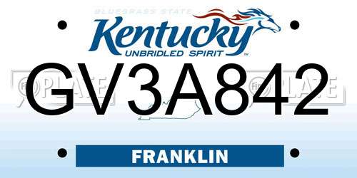 GV3A842 Kentucky License Plate
