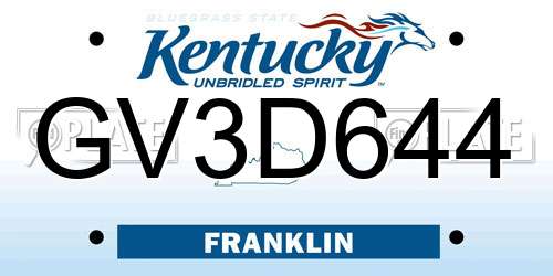 GV3D644 Kentucky License Plate