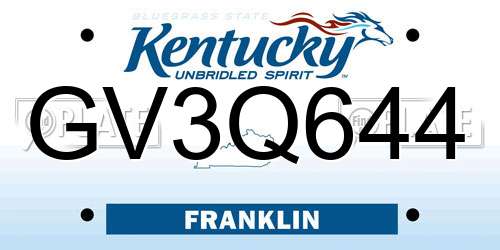 GV3Q644 Kentucky License Plate