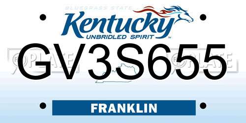 GV3S655 Kentucky License Plate