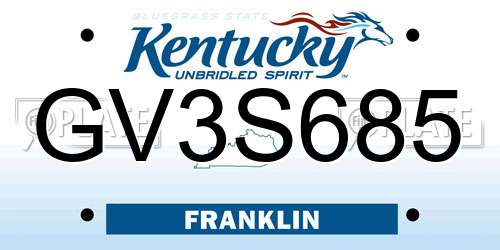 GV3S685 Kentucky License Plate