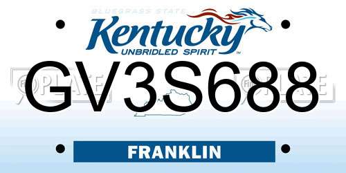 GV3S688 Kentucky License Plate