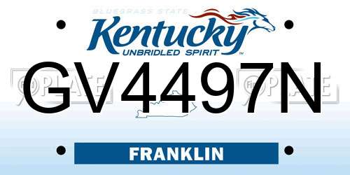 GV4497N Kentucky License Plate