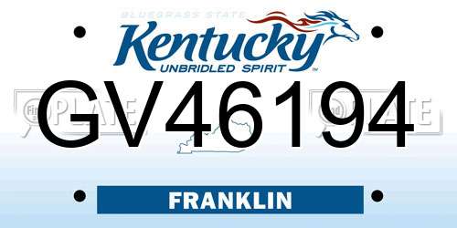 GV46194 Kentucky License Plate