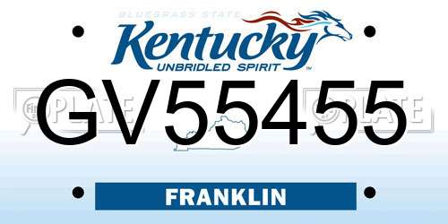 GV55455 Kentucky License Plate