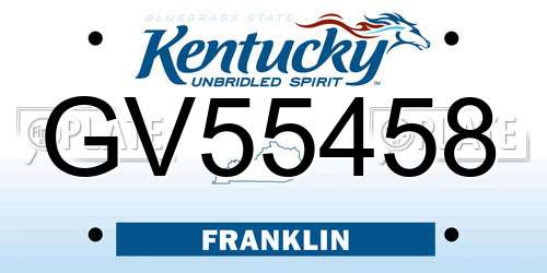 GV55458 Kentucky License Plate