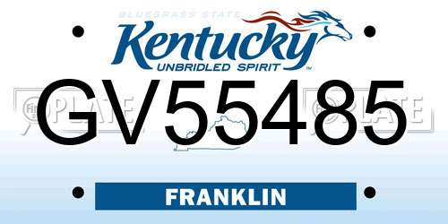 GV55485 Kentucky License Plate