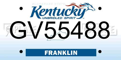 GV55488 Kentucky License Plate