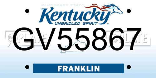 GV55867 Kentucky License Plate