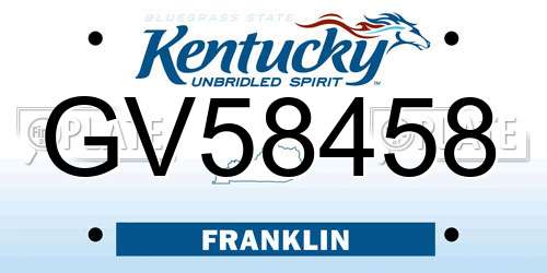 GV58458 Kentucky License Plate