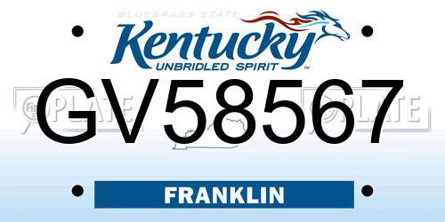 GV58567 Kentucky License Plate
