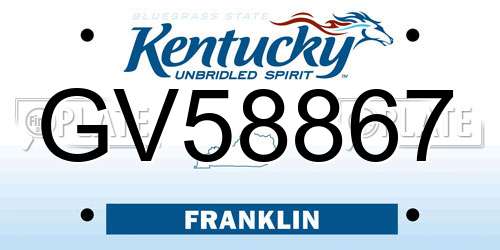 GV58867 Kentucky License Plate
