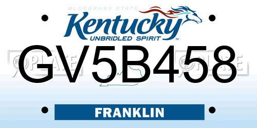 GV5B458 Kentucky License Plate